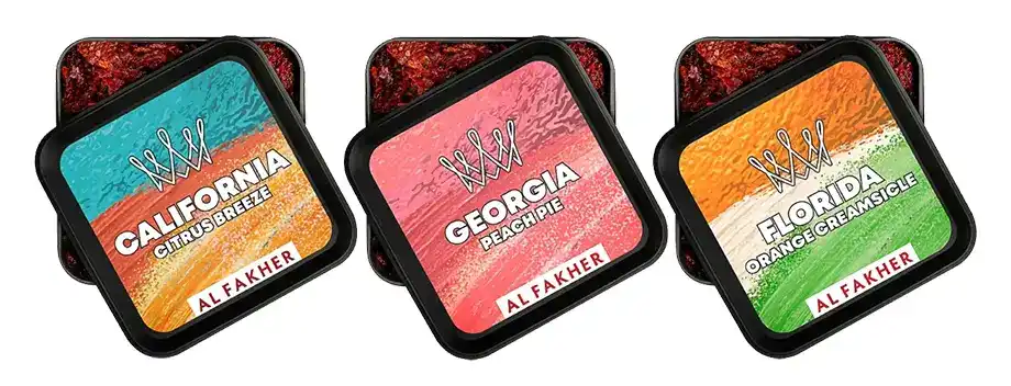 Al Fakher States of Taste 250g jars showing three available flavors
