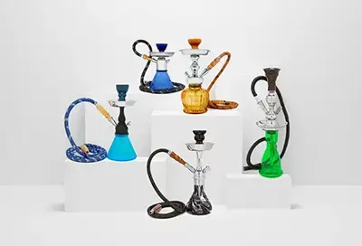 Various hookahs on display