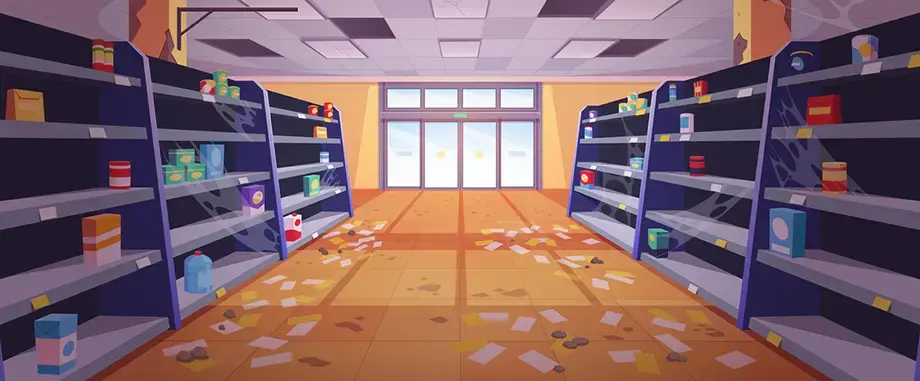 Near empty shelves illustration