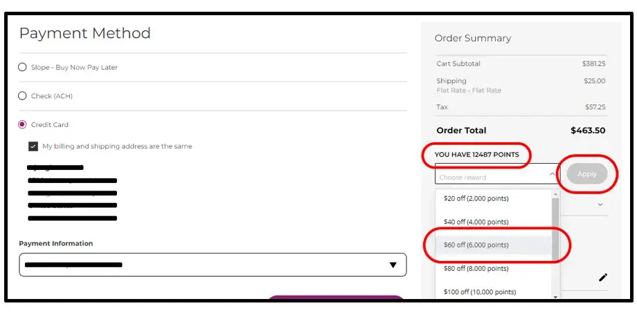 Hookah Reward Points program